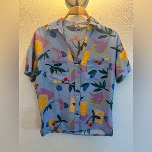 Vrg Grl Fruit Patterned Short Sleeve Button Up 🍒🍌